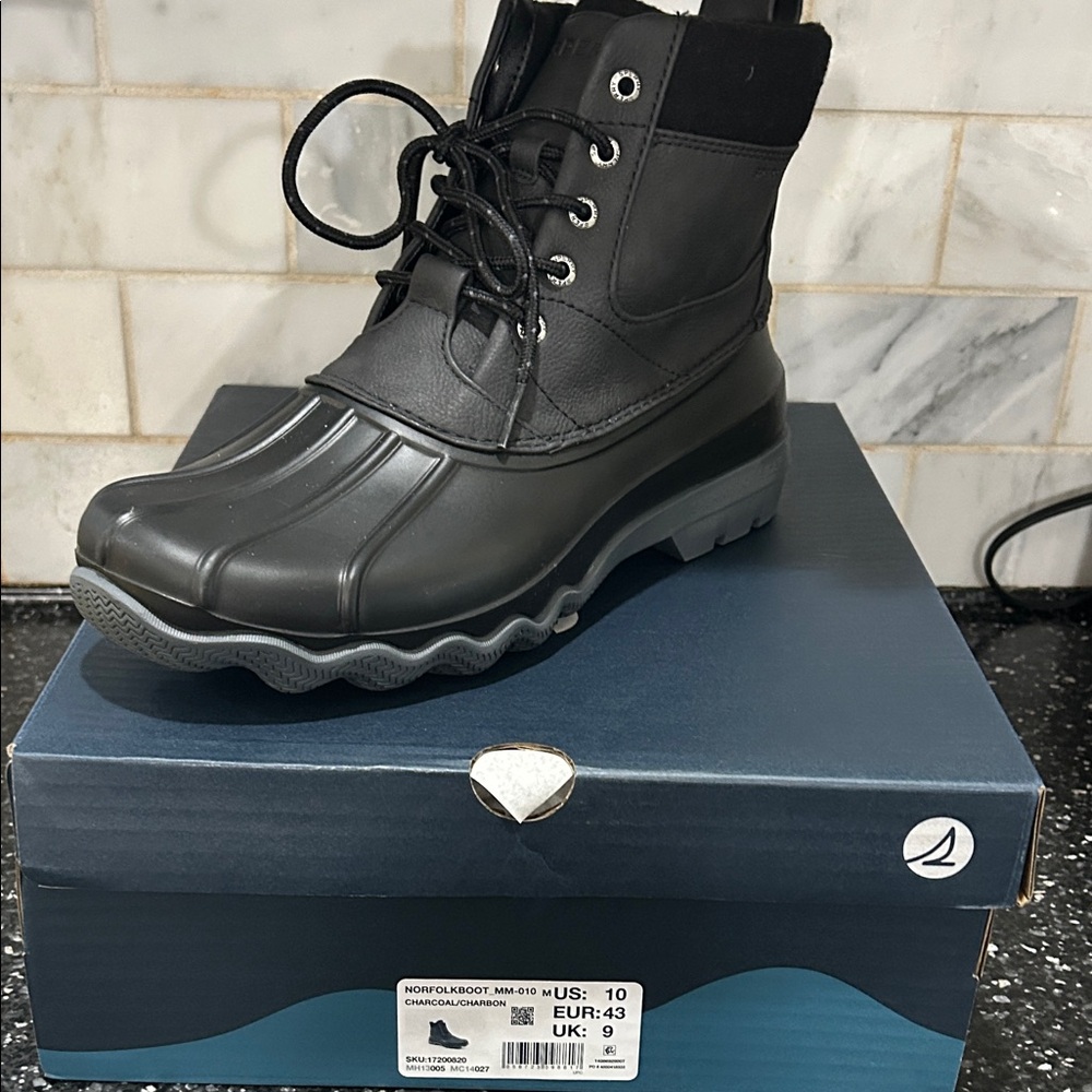 Sperry Men's Black Waterproof Rain Boots